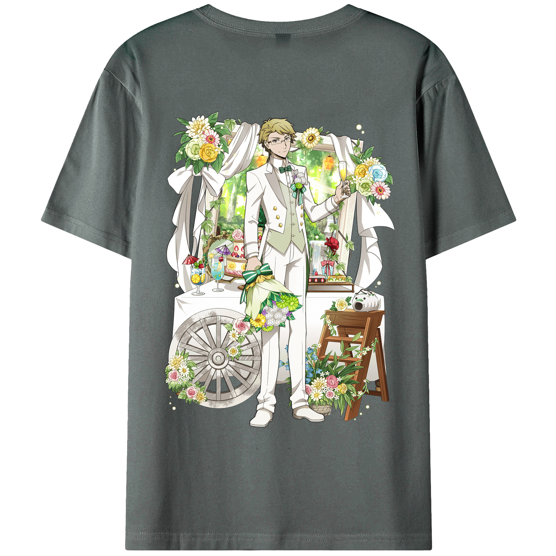 （画像用） 文豪ストレイドッグス Bungo Stray Dogs 綿100％ メンズ半袖Tシャツ（バックプリント） 通気性